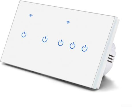Smart Light Switch, 220V 10A WiFi Connected Touch Light Switch for Smart Homes, Voice Control for Alexa Voice, for Tuya, for Smart Life App, Smarts Wifi Switches(5 Gang-White)