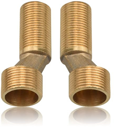 Lot de 2 adaptateurs S pour robinet de douche, filetage extérieur 3/4 vers 1/2 en laiton, raccord en S, décalé de 8 mm, longueur 75 mm, raccord de bras pivotant réglable, excentrique pour