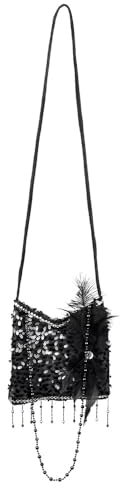 Charleston Kostüm Handtasche - Tolles Accessoire zu Kostümen der 20er 30er Jahre oder Mottoparty (Schwarz, 18 x 20 cm)