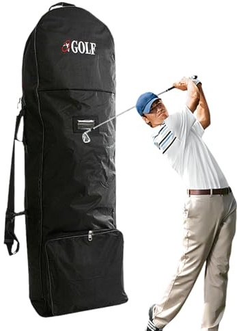 Golf-Tragetasche für Flugzeug – Reiseabdeckung für Golfschläger mit Schultern und Rädern | Gepolsterter Schutz, wasserdichte und langlebige Tasche für Lufttransport, Auto, Zug