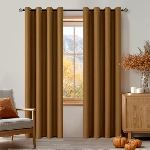 MIULEE Verdunklungsvorhänge Thermo Blickdicht Ösen 2er Set 140x245cm Braun