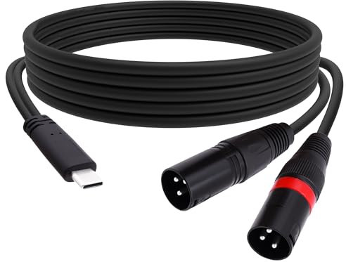 YARCHONN Cable de audio USB C a doble XLR tipo C a 2 XLR macho de salida estéreo, amplificador, cable convertidor para smartphones y ordenadores portátiles de 1 m / 3,3 pies
