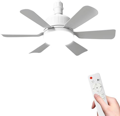 Ventilatori da Soffitto con Lampada, Plafoniera da 30W E27 Con Ventilatore e Telecomando, LED a Tre Colori, 3 Velocità Con Timer, Ventilatore da Soffitto Per Camera da Letto, Dormitorio (Bianco)
