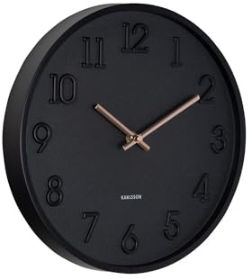 Karlsson Wall Clock Calma – 30cm Scandinavian Wall Clock with Silent Sweep Movement and Debossed Numbers (Matt Black)