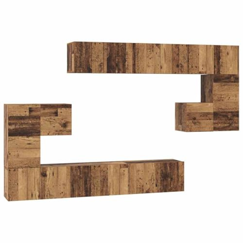 vidaXL TV Cabinet Set 10 pcs Old wood 60 x 30 x 30 cm Engineered wood, Living Room Storage, Modern Media Cabinet, Wall-Mounted Entertainment Unit, Minimalist Tv Stand, Space-Saving Furniture
