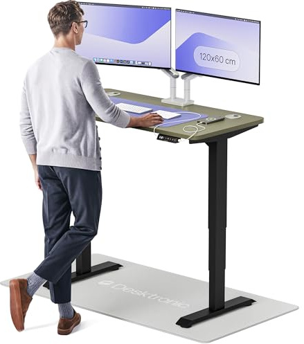 Desktronic HomePro Standing Desk – 120 x 60 cm Height Adjustable Desk with Electric Dual Motor, Touchscreen Controller & Integrated USB/USB-C, 3 Memory Presets