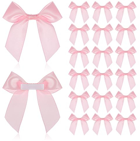 Schleife Aufkleber Geschenkschleifen Mini Satinband Schleifen Deko Selbstklebend Satinschleifen In Rosa Fertige Kleine Schleifen zum Aufkleben für Gastgeschenke Hochzeit Geburtstag Kommunion 20 Stück