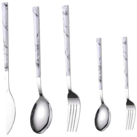 SMASOLO 5pezzi Posate in Acciaio Inossidabile Da Coltelli Forchette e Cucchiai Per Pranzo Set Di Stoviglie Elegante Design Classico