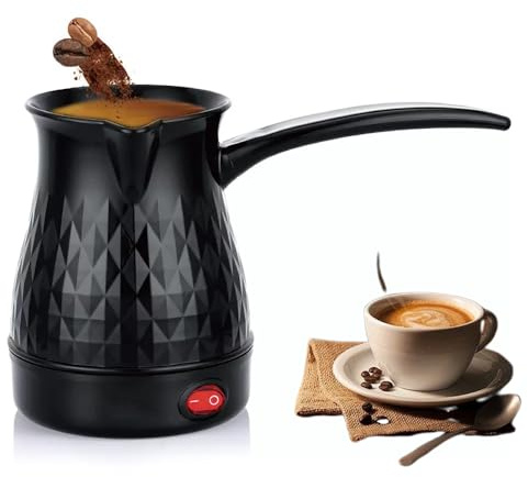 AXVRAV Elektrische Kaffeekanne mit Griff, 500ml Türkischer Kaffeekocher, 220V Espressokocher Induktion, Türkische Kaffeemaschine Edelstahl, Portable Espressokanne Kaffeekocher für Zuhause Büro Reisen