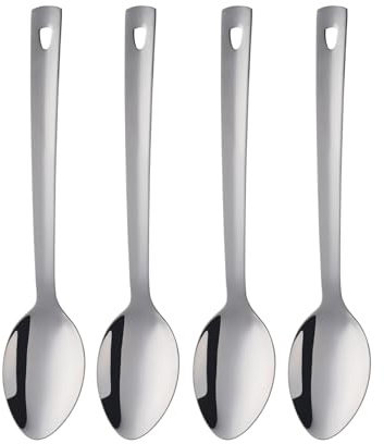 TUPMFG 13 Inch Large Table Spoons for Serving, Stainless Steel Buffet Serving Spoons Set, Long Handle Soup Spoons, for Parties Dinner Kitchen Restaurant (Silver, 4 piece)