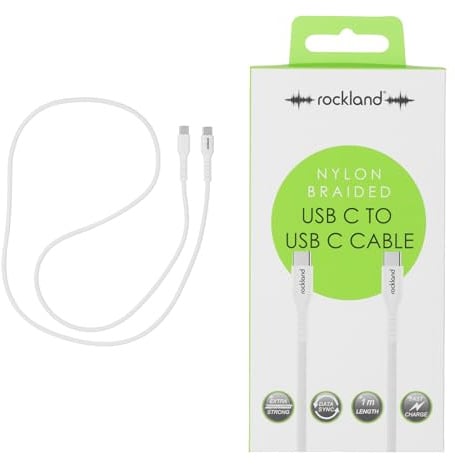 Rockland Nylon Braided USB C to USB C Cable 1M, Fast Charging Cord for Samsung Android Tablets Laptops, Durable Data Sync Cable, Phone Charger