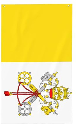 Vatikan-Flagge. Dekorative Outdoor-Flagge, 90 x 152 cm, vertikales Polyester-Banner. Geeignet für den Einsatz als Außendekoration