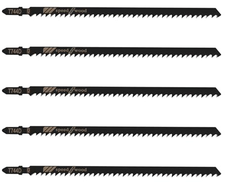 5PCS T Shank Jigsaw Blades Jig Saw Blades for Wood T744D 7Inch Long Jigsaw Blade High Carbon Steel Jig Saw Blade Replacement Jigsaw-Blades for Quick Cutting Wood, Hardwood, Plastic, Metal, Black