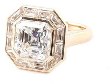 Grewod Trauringe Gold 585 Damen Geometrisch mit 4ct Moissanite Ring Eheringe Echtgold Schmuck Größe 61 (19.4)