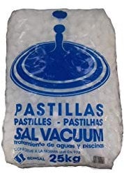 Sal Descalcificadora 25kg pastillas Redondas, más 1kg sal para lavavajillas de regalo