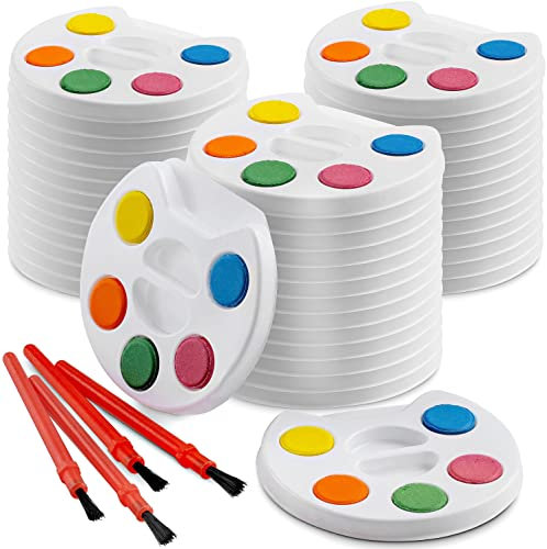 Mini-Wasserfarben Malset für Kinder – Großpackung mit 24 Stück – 5 Wasserfarben, Palette und Pinsel Kinder, als Mitgebsel Kindergeburtstag, Kinderpreise, Adventskalender Füllung und Malpartyzubehör