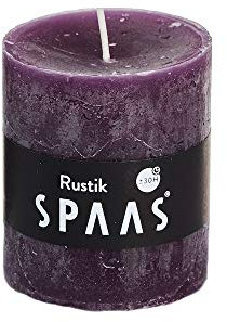 Spaas 8 Rustic Unscented Pillar Candles Hours-aubergine 8 Rustikale Stumpenkerzen ohne Duft, 68/80 mm, ± 30 Stunden, Paraffinwachs, D 68 mm x H