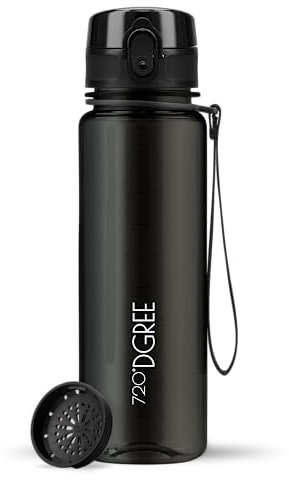 720°DGREE Botella Agua Niños 500ml “uberBottle“ - Tamiz-Fruta, crystalClear - Sin BPA, Prueba de Fugas, Reutilizable - Cantimplora delgada, ligera - Water Bottle para Escuela, Niña, Deporte, Ciclismo