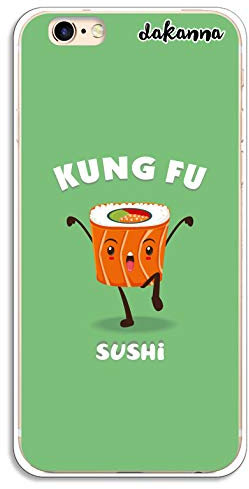 dakanna Kompatibel mit [iPhone 6-6S] Flexible Silikon-Handy-Hülle [Transparent] Kung Fu Sushi Essen Design, TPU Case Cover Schutzhülle für Dein Smartphone