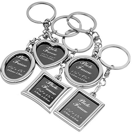 XLKJ 5 Pièces Personnalisé Porte-clés Cadre Photo Créatif Anneau Porte Clé Porte Clef Voiture Métallique Porte-clés avec Cadre Photo