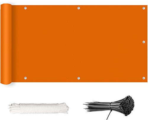 ROBAG Balkon Sichtschutz Balkon sichtschutz Stoff, Sichtschutz Balkon seitlich Wasserabweisend Sonnenschutz in div. Größen & Farben, Deko für Balkongeländer, 95x950cm, Orange