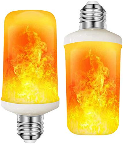 Luminea LED Flamme: 2er-Set LED-Lampen mit Flammeneffekt, 3 Beleuchtungs-Modi, E27, 2 W (Flammenlampe, Flammen Lampe mit Feuereffekt, Flackerlicht Feuer)