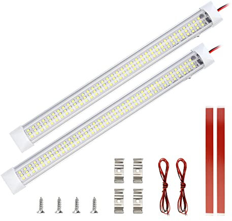 Luce Notturna LED Auto Iuminazione Interna 12V-85V Barra Lampada Illuminazione Universale con Interruttore per Auto, Camion, Camper, Furgone, Roulotte, Barca-2pcs