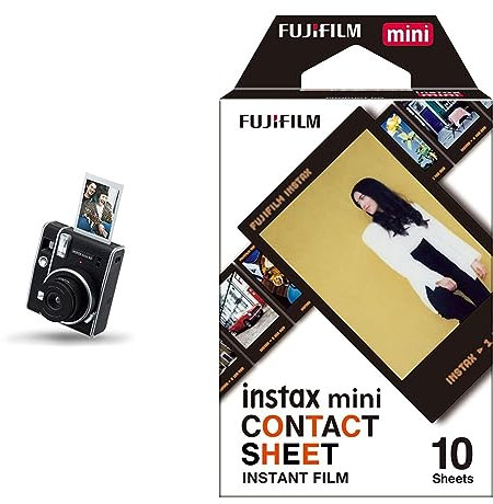 Instax Mini 40 + Coque Officielle conçue exclusivement pour l'appareil Photo Instax Mini 40 + Film Instax Mini Contact Sheet Border (10 Shot Pack)