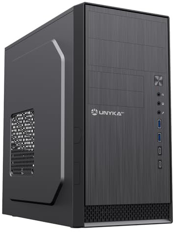 UNYKAch Caja de Ordenador Micro ATX Aero C12 Negra, Dos Puertos USB 3.0 y Dos Puertos USB Type C 2.0, Compatible con ATX