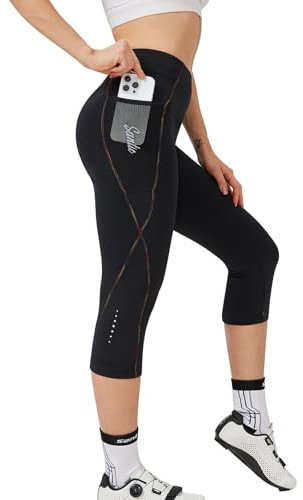 Santic Fahrradhose Damen Gepolstert 3/4 Radhose Polster Radlerhose Sitzpolster