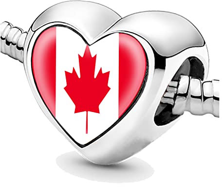 Perlen für Armbänder, Kanada, Flagge, Silber, Charms, für Frauen, Charme, Schmuck, Geschenke, Geschenkideen für Mädchen, Nein