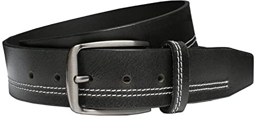 Millennial Belt – Gürtel aus Vollnarbenleder mit nickelfreier Schnalle, Schwarz genäht, 85 cm