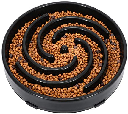 LEACOOLKEY Large Slow Feeder Dog Bowl,Maze Interactive Slow Bowl for Dogs,Anti Gulping Healthy Eating,Stop Bloat Pet Slow Down Feeding Dishes for Medium/Big Dogs(Black)