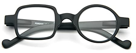 KoKoBin Lesebrille rund quadratisch HD Lesebrillen Rahmen ultraleichte bequeme Federscharnier Herren- und Damen brille (Schwarz, 1.5)
