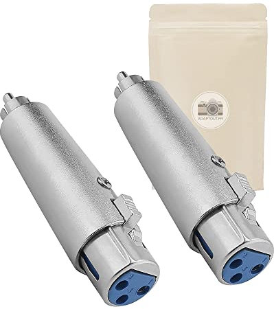2 adaptadores XLR hembra de 3 pines a RCA macho mono todo metal audio HiFi con bloqueo