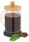 Relaxdays Kaffeebereiter, manuelle Stempelkanne, Siebeinsatz, 800 ml, Glas, Bambusdeckel, Teebereiter, transparent/natur