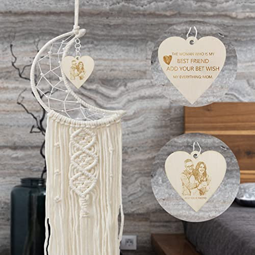 Personalisiert Traumfänger Wand Deko Schlafzimmer Schnitzen Sie Ihr Foto und Ihren Namen Boho Stil Wandbehang für Vintage-Hochzeit oder zur Heimdekoration