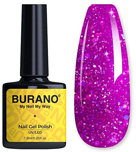 BURANO Glitter UV-Nagellack, Nagelgel Mit Shimmer Holographic Effect, Einweichen Erforderlich, Kein Chip Polish (LP2)