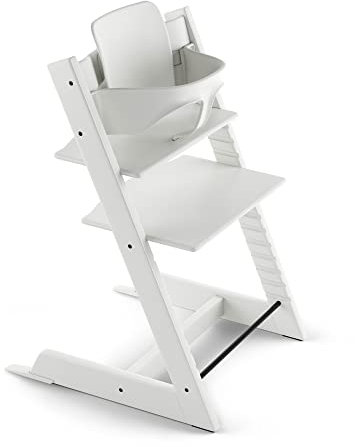 Seggiolone Tripp Trapp di Stokke con Baby Set, White - Sedia regolabile ed evolutiva per bambini e adulti - Design ergonomico e classico