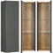 Lomadox Badezimmer Hängeschrank 20 cm breit Hochglanz grau mit Wotan Eiche, schmaler Badschrank, B/H/T: 20/70/17,6 cm
