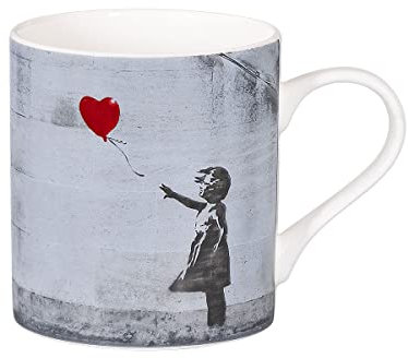 tea4chill Könitz Kaffeetasse Banksy Girl with balloon. Teetasse 400ml, Fine Bone China Porzellan