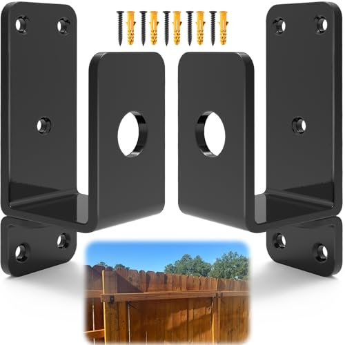 KOMOHOM Thickened Door Barricade Bracket, 2 Pack-Black, Iron, Steel, Powder Coated, U-Shaped, Door Mount, 2X4 Lumber Compatible, Home, Barn, Shed, Garage, Gate Security Reinforcement