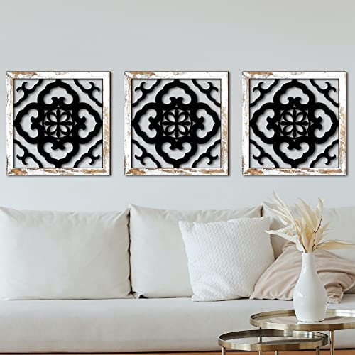 3 Stück Holzornamente Wandornamente, Wandbild Wanddeko Aus Holz Geschnitzt Ornament Zum Wand Deko Ornament Vintage Wandbild Aus Holz - Landhaus Fensterdeko Wandbehang Für Möbel Wanddeko (30*30cm) ( Co