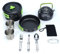 DUTTY Picknickkanne und Teekanne Set von zehn Stücken, Outdoor Camping Geschirr, tragbares Picknick Kochgeschirr, mit Bergsteigschnalle (Grün)