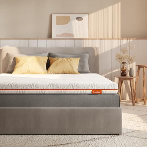 Sweetnight Surmatelas 90x190x10cm en Mousse à Mémoire de Forme de Gel - Matelas 1 Personne Moelleux, Cohésion, Blanc
