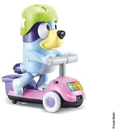 VTech - Bluey, Trotti-Bluey interaktiv, interaktiver Hund auf Roller, Anime-Figur, 27 cm, elektronisches Spielzeug, Geräusche und Lichter, Geschenk für Kinder von 3 Jahren bis 7 Jahren – Inhalt in
