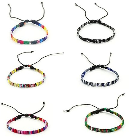 USTNIR 6 Pcs Cheville Tissu Surfer Footband Bracelet pour Femmes Hommes, Boho Cheville Ensemble Fait Main Plage Bijoux Réglable