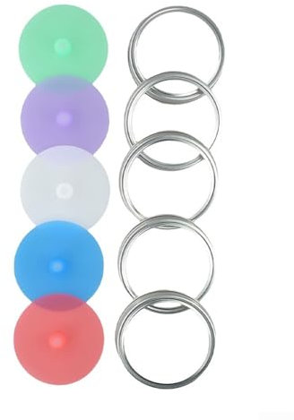 5PCS Gärdeckel Aus Silikon Simple Silicone Fermentation Closure Kit Wasserfreie Fermentierte Airlock-Gurken mit 5 Metallringe(keine Gläser)