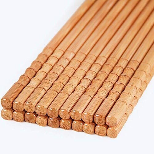 Palillos de Madera de bambú Natural, manuales Puros, saludables, Chinos, carbonización, Reutilizables, Hashi Sushi, 10 Pares