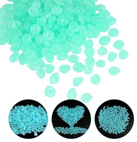 Lot de 300 pierres lumineuses vertes - Pierres décoratives lumineuses - Pour jardin, chambre d'enfant, balcon